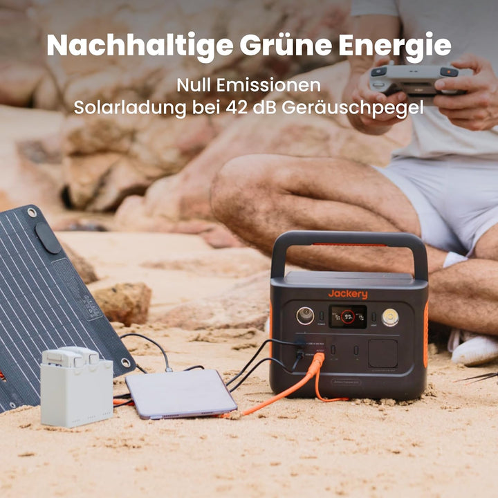 Jackery Explorer 240 v2 Tragbare Powerstation, 256Wh LiFePO4 Solargenerator mit 300W AC/100W USB-C A
