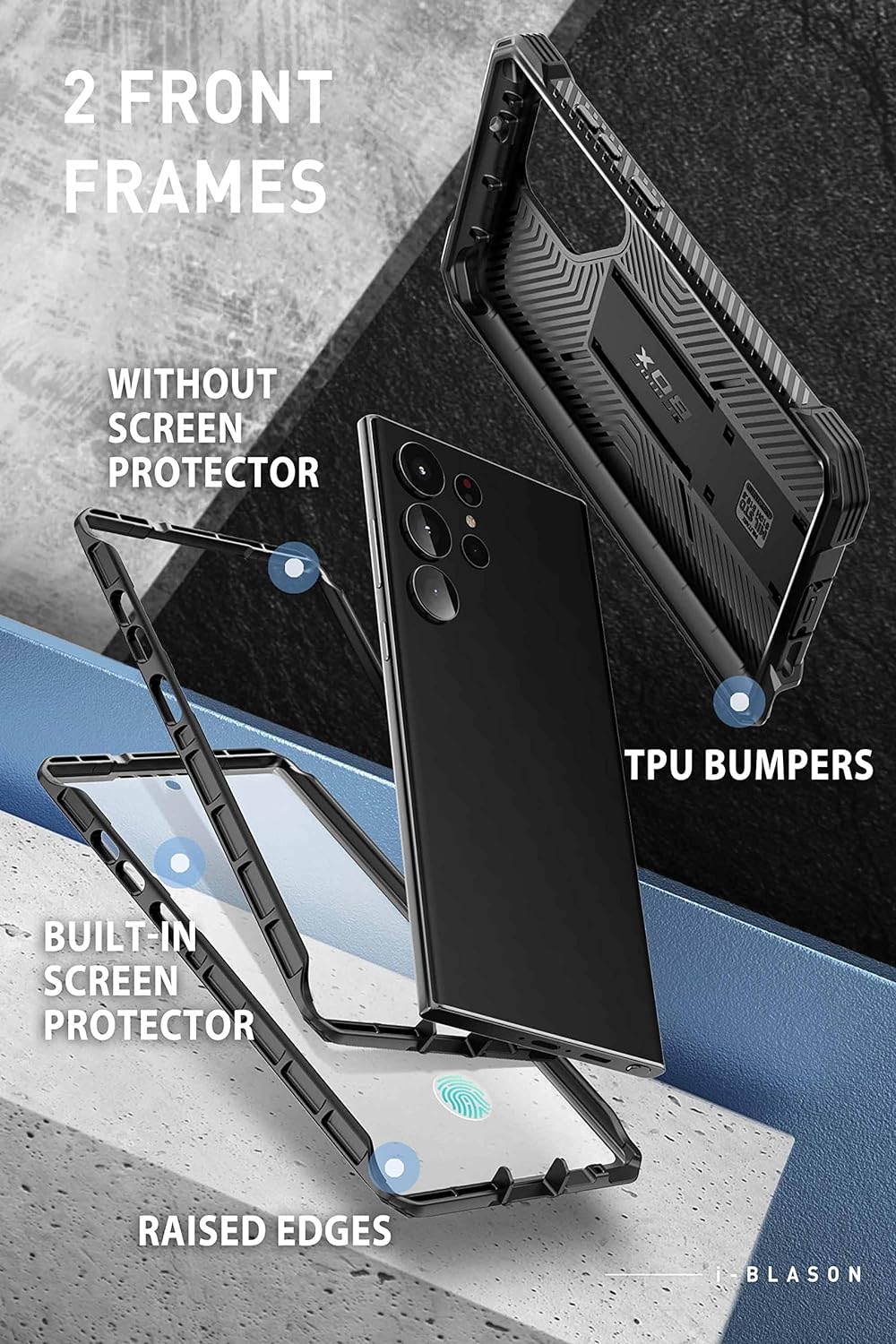i-Blason Armorbox Series Hülle für Samsung Galaxy S23 Ultra 5G Bumper Case mit 2 Vorderseite (ohne D