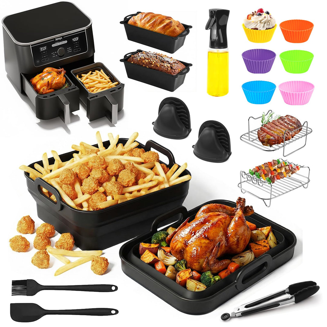 Airfryer Zubehör für Ninja Foodi Max Dual Zone AF400EU AF400EUCP 9,5L, Silikonform Heissluftfritteus