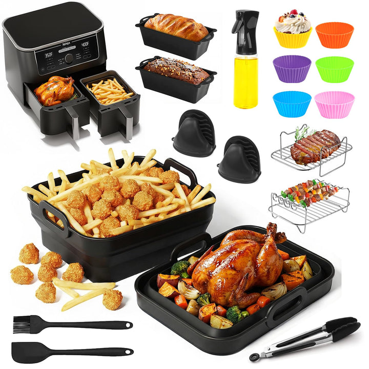Airfryer Zubehör für Ninja Foodi Max Dual Zone AF400EU AF400EUCP 9,5L, Silikonform Heissluftfritteus