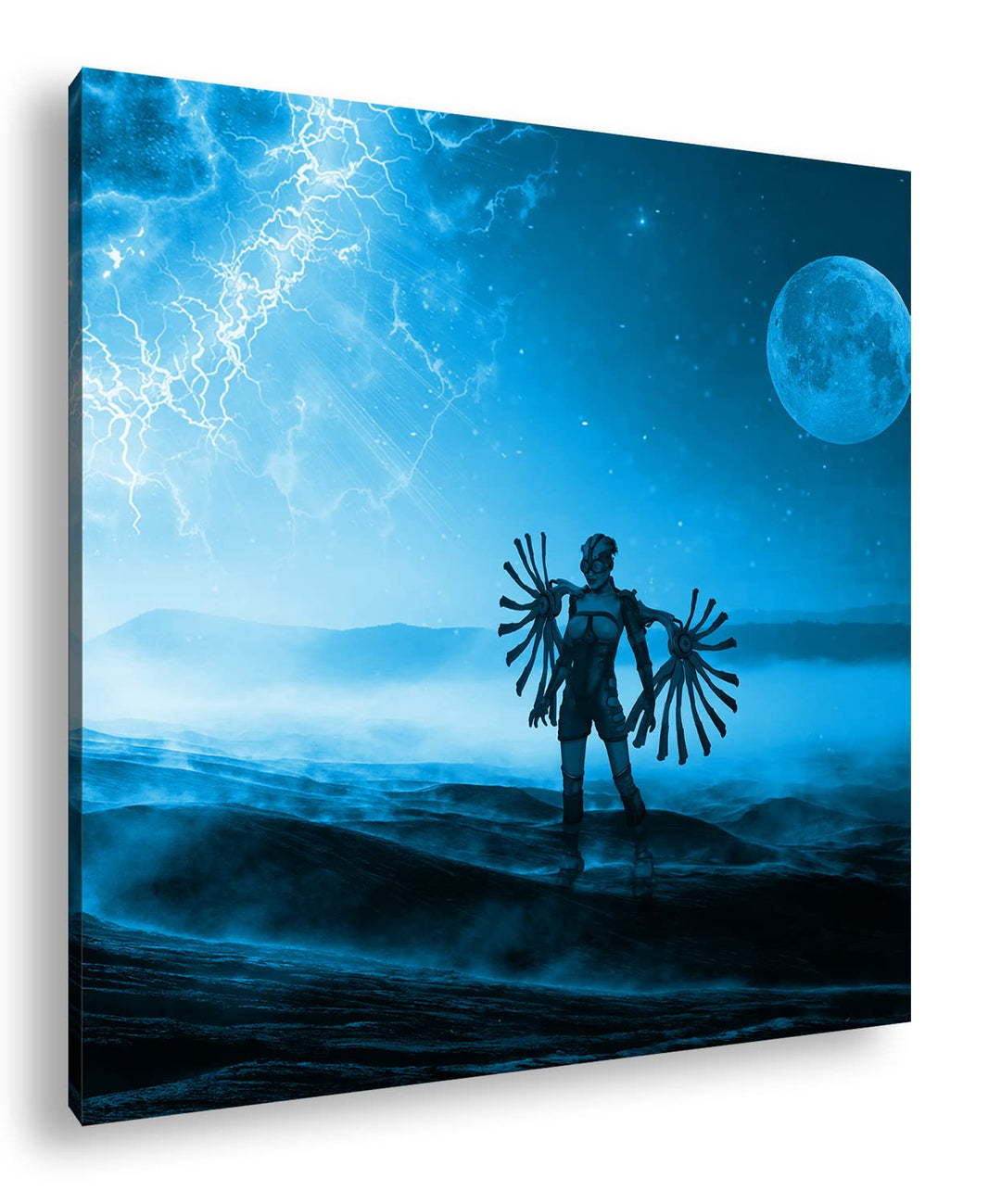 deyoli fantasievolle Science-Fiction Welt Format: 60x60 Effekt: Monocrome Blau als Leinwand, Motiv f