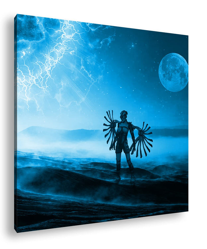 deyoli fantasievolle Science-Fiction Welt Format: 60x60 Effekt: Monocrome Blau als Leinwand, Motiv f
