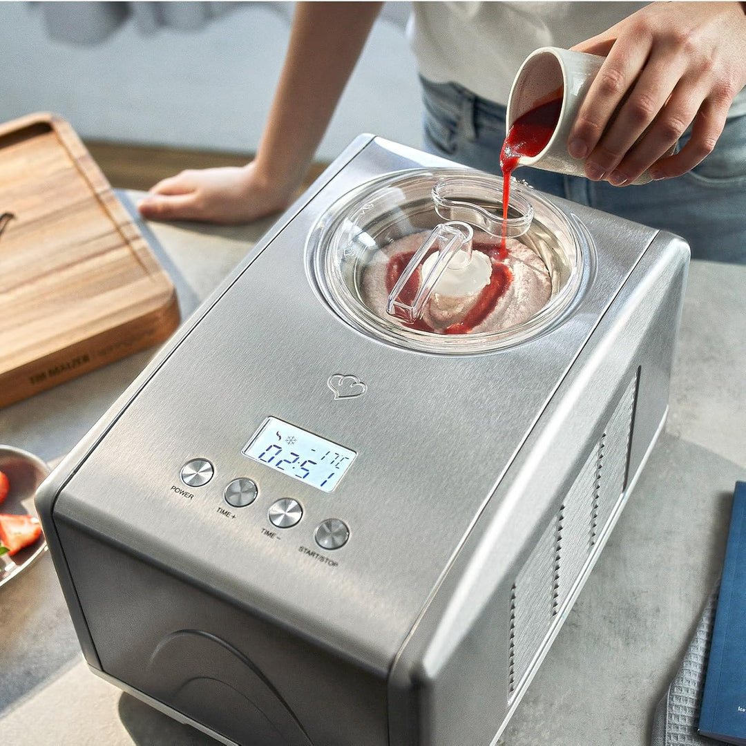 SPRINGLANE Eismaschine Emma 1,5 L mit selbstkühlendem Kompressor 150 W, aus Edelstahl mit entnehmbar