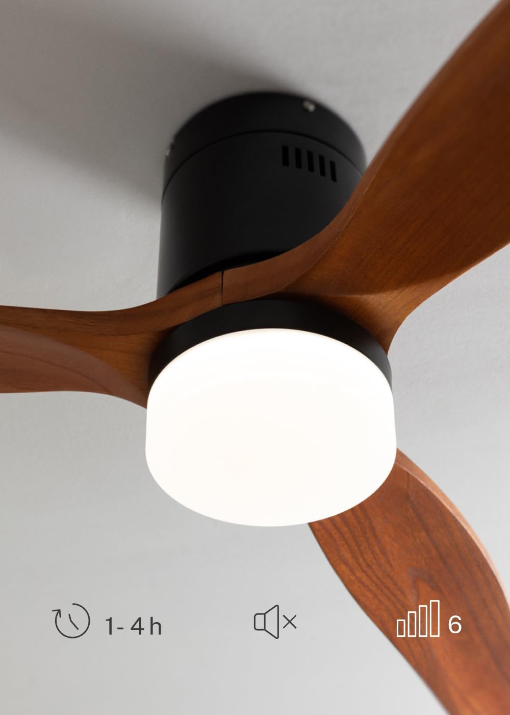 CREATE / WINDCALM NATURAL WOOD S/Deckenventilator mit Beleuchtung Schwarz Dunkelholzflügel mit WLAN