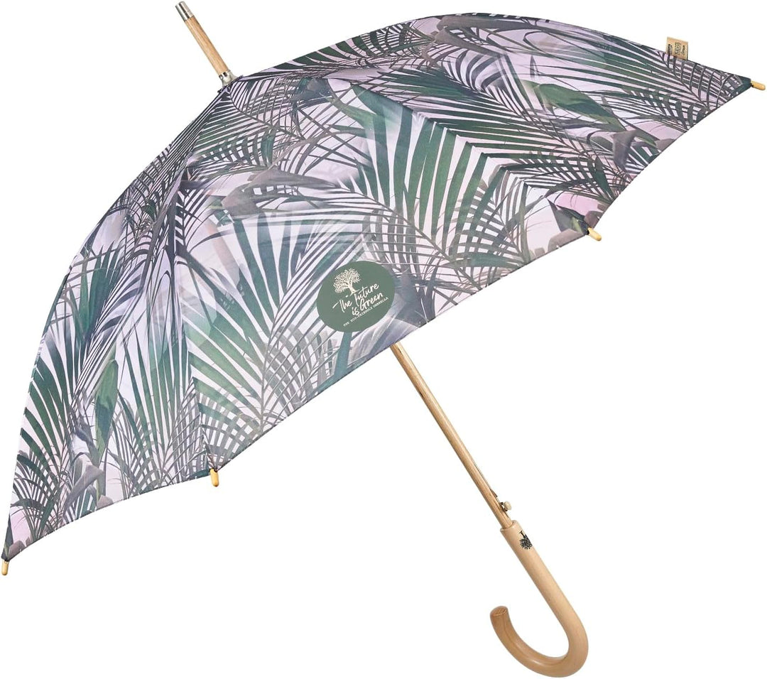 PERLETTI GREEN Regenschirm Gross Ökologisch Damen - Regen Stockschirm Automatik Eco Naturverbunden U