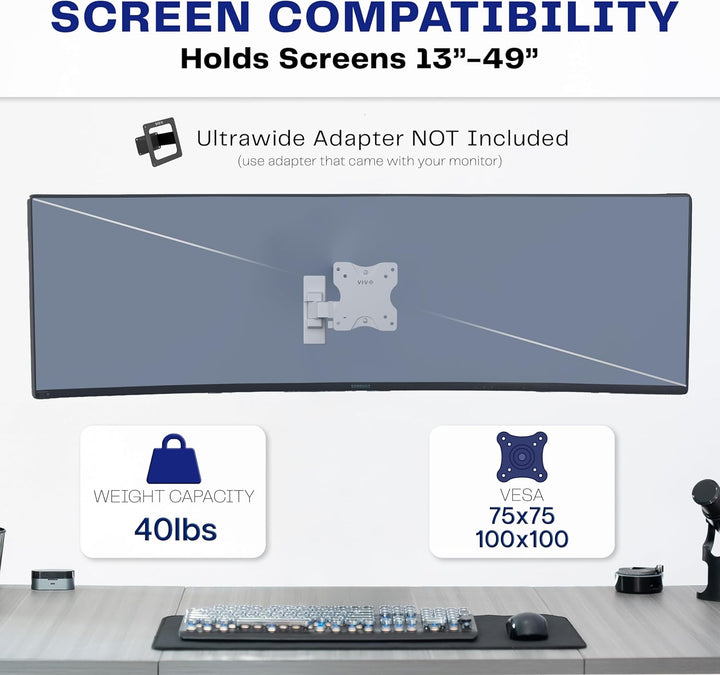 VIVO Mount-VW01MW Wandhalterung für LCD-/LED-Fernseher und Computer-Monitor-Bildschirme, neig- und s