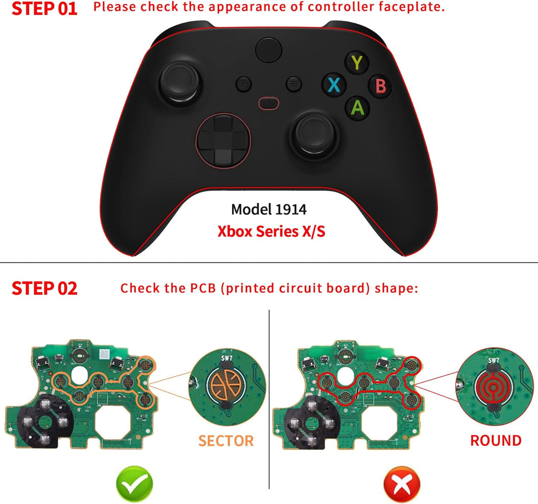 eXtremeRate Leuchttasten für Xbox Series X/S Controller, Custom Ersatz Knöpfe DTF LED Kit Tasten D-p