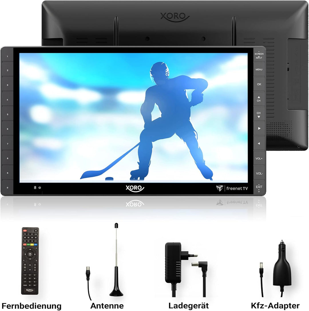 Xoro PTL 1450 V2 35,5 cm (14 Zoll) Tragbarer DVB-T/T2 Fernseher (freenet TV für Private Sender, 12-2
