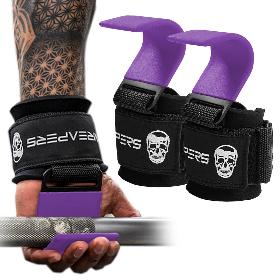 Gymreapers Weight Lifting Hooks (Pair), Heavy Duty Power Wrist Straps Hand Grip Support For Deadlift