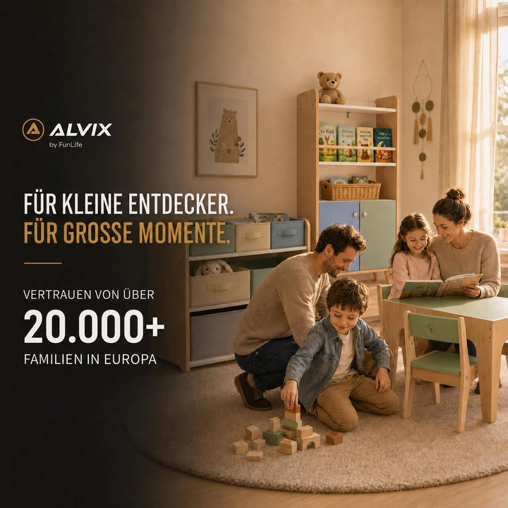 ALVIX Spielzeugtruhe Kinderbank mit Stauraum, Spielzeug Aufbewahrung | Spielzeugkiste mit Soft-Close