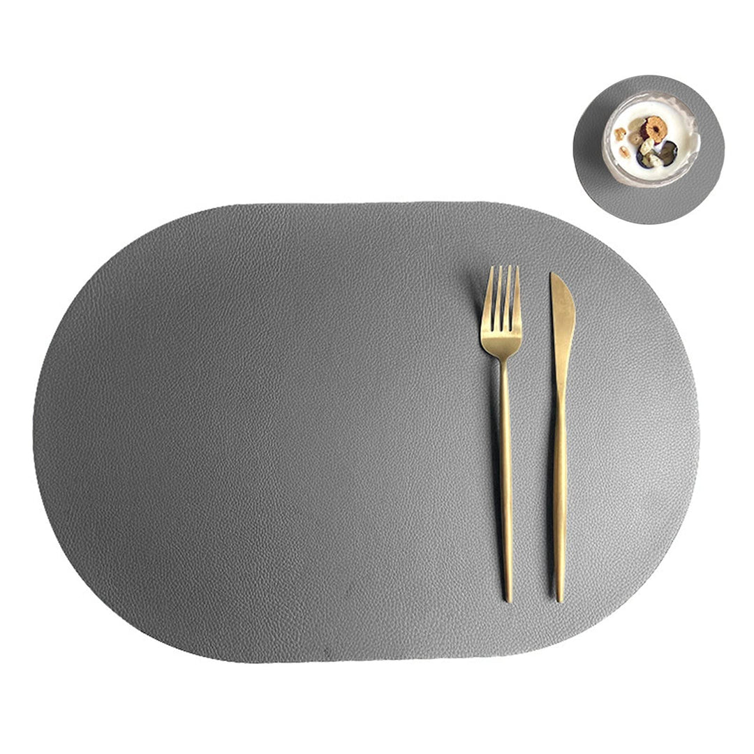 Oval Tischsets Abwischbar, Leder Kunstleder Platzset Zweifarbig Wasserdicht Platzdecken mit Unterset
