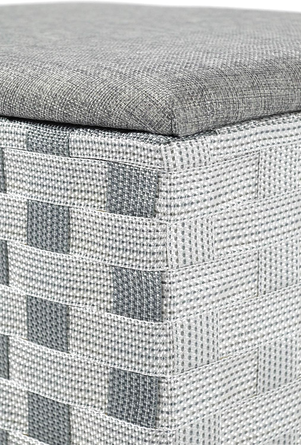 Kobolo Wäschekorb Wäschebehälter Wäschesammler - Nylon - grau-weiss - 44x32x52 cm, Grau-weiß