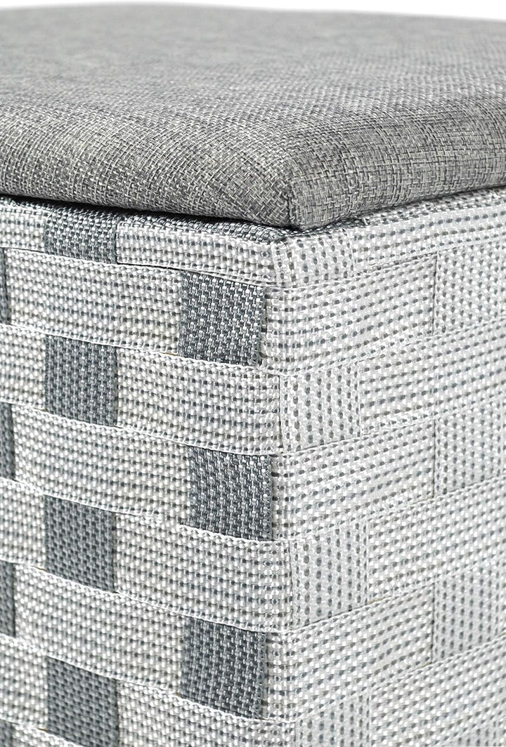 Kobolo Wäschekorb Wäschebehälter Wäschesammler - Nylon - grau-weiss - 44x32x52 cm, Grau-weiß