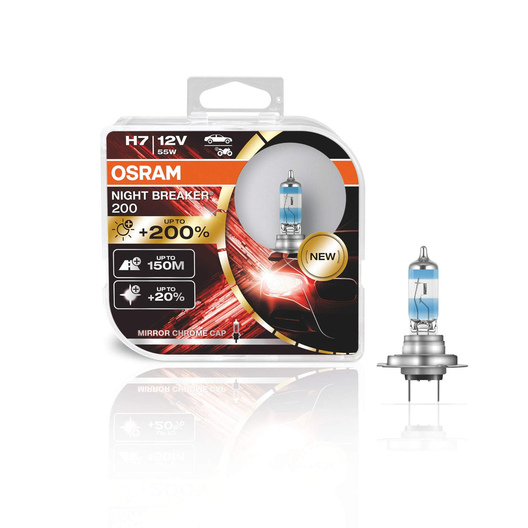OSRAM NIGHT BREAKER 200, H7, +200% mehr Helligkeit, Halogen-Scheinwerferlampe, 64210NB200-HCB, 12V P