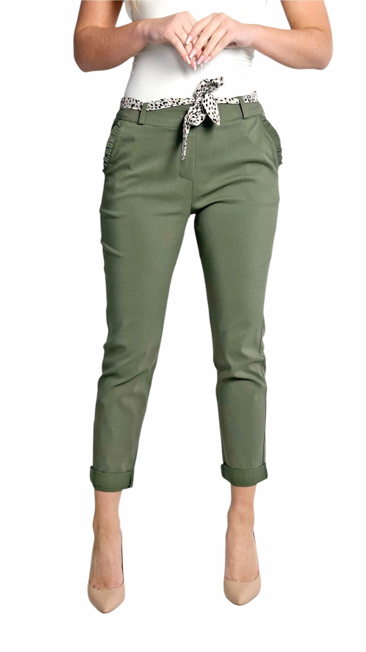Mississhop Female Damen Stretch Klassische Chino Hose M Grün, M Gr&amp;