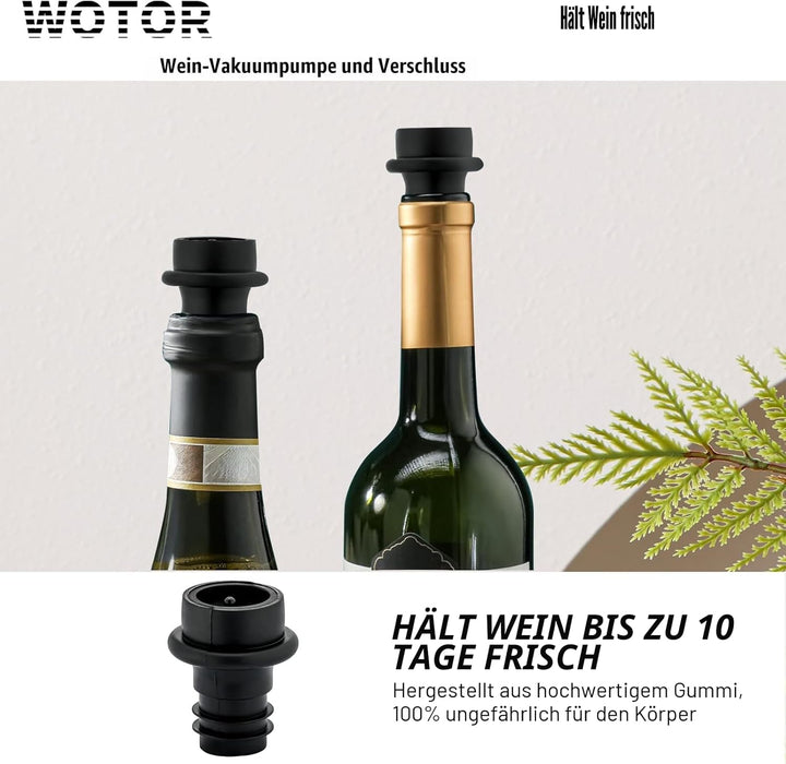 WOTOR Wein Vakuumpumpe mit 20 Stopfen, Weinflaschenverschluss, Weinkonservierer, wiederverwendbarer