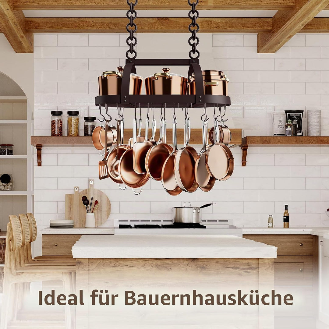 KES 85x39cm Ölbronze Topfhalter Pfannenhalter Hängeregal Küche Topfregal Deckenregal Hängend Küchenr