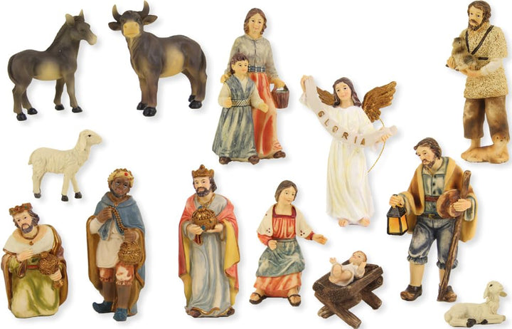 FADEDA 13x Bauern-Krippenfiguren/Höhe:8 cm/handbemalt/detailgetreue Krippen Figuren - Weihnachten Ti