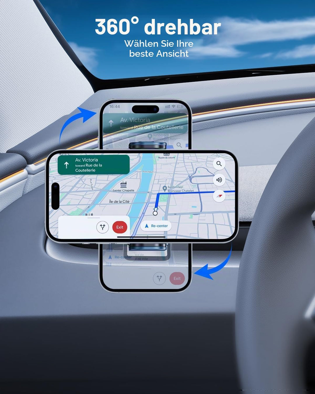 Handyhalterung für Tesla Model Y 2025-2026 und Model 3 2024-2026 AI Automatische Induktion 360° Elek