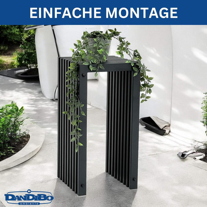 DanDiBo Lamellenhocker Hocker Metall Schwarz Eckig Base 65 cm Massiv Modern Beistelltisch Lamellen (
