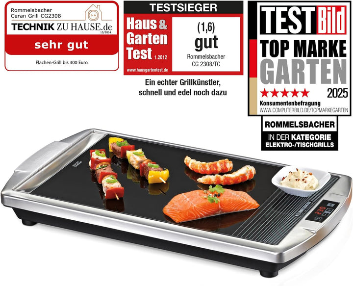 ROMMELSBACHER CERAN® Grill CG 2308/TC - Made in Germany, SCHOTT CERAN® Grillfläche, Temperatur von 8