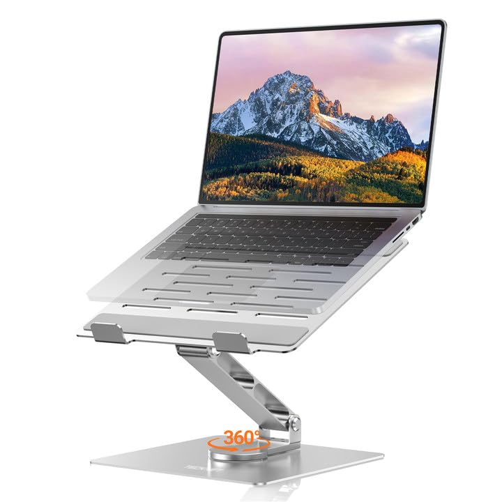 TECKNET Laptop Ständer mit 360 Drehbarer Basis, Laptopständer Höhenverstellbar, Faltbarer Laptop Sta