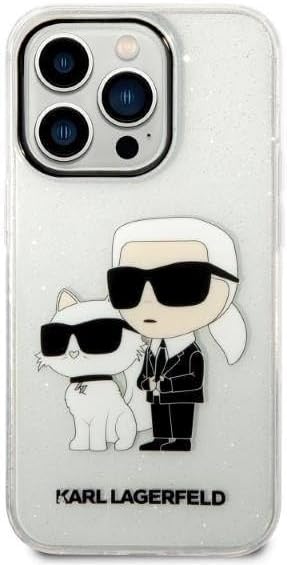 Karl Lagerfeld KLHCP14LHNKCTGT Hülle für iPhone 14 Pro 6,1" transparent hardcase Gliter Karl&Choupet