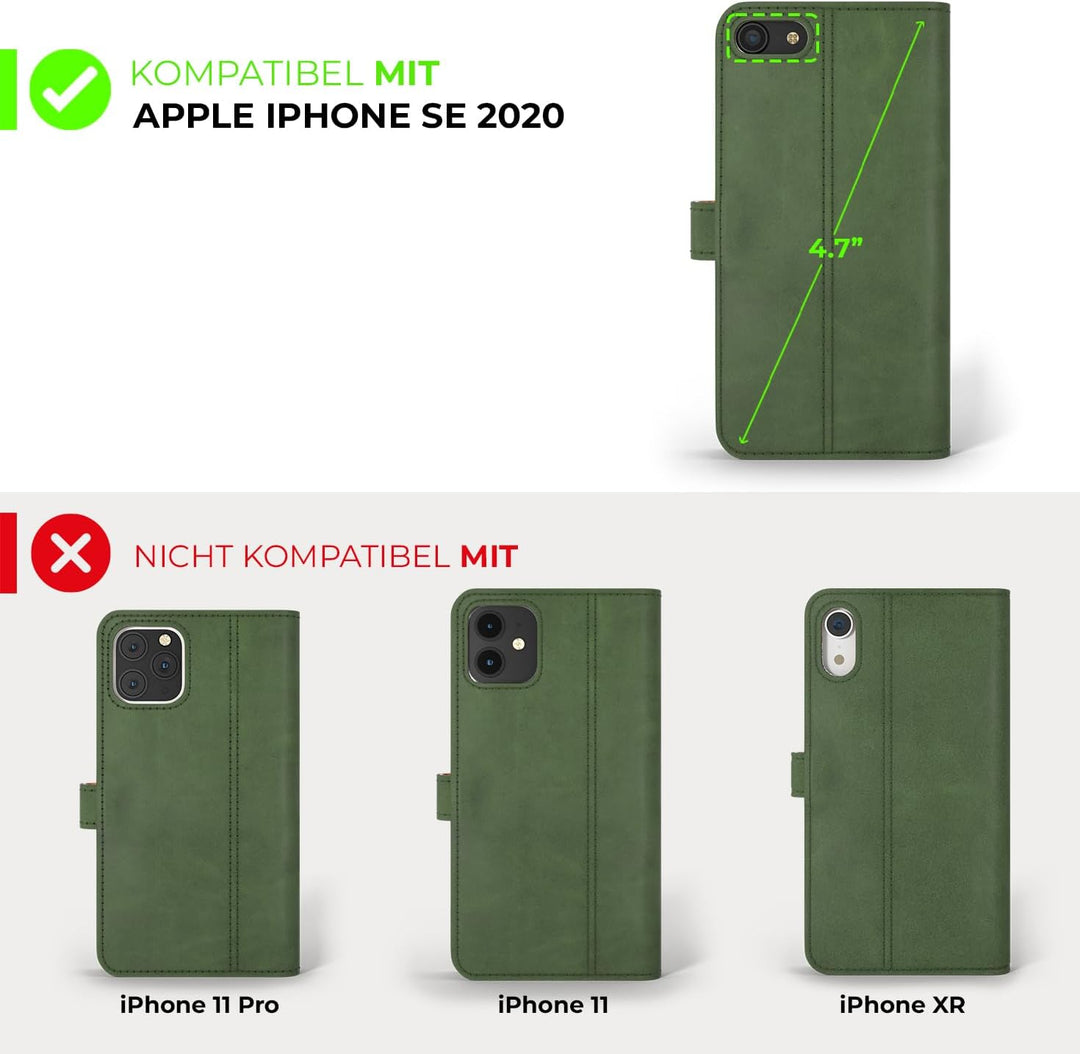 Snakehive iPhone SE 2022/2020 und iPhone 7/8 Hülle Leder | Stylische Handyhülle mit Kartenhalter & S