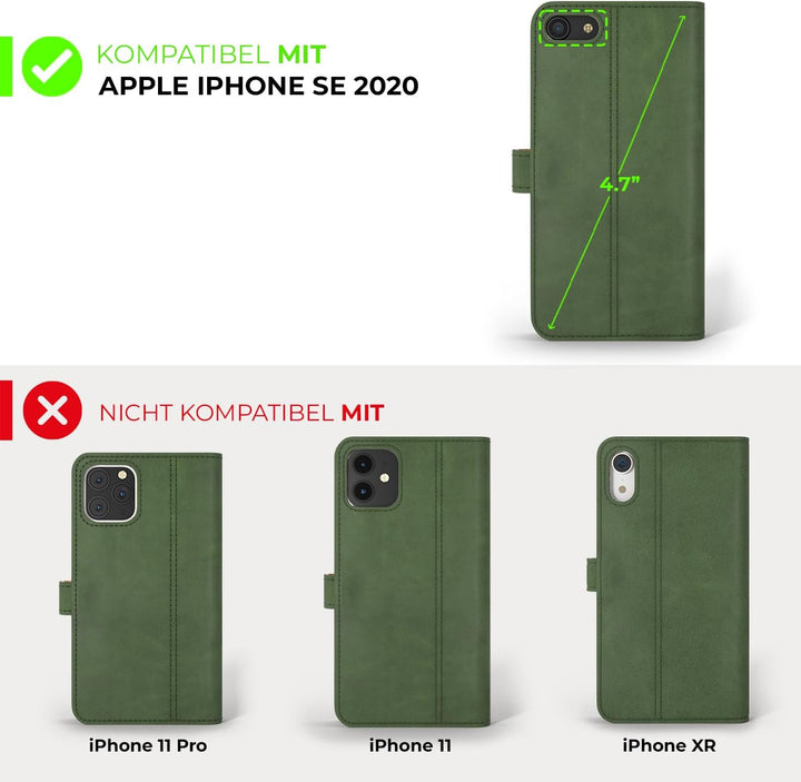 Snakehive iPhone SE 2022/2020 und iPhone 7/8 Hülle Leder | Stylische Handyhülle mit Kartenhalter & S