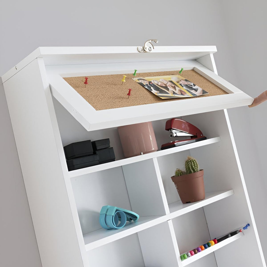 Wandklapptisch Küche mit Regal | Klapptisch Wand klein Weiss aus Holz | Wandtisch klappbar mit Schub
