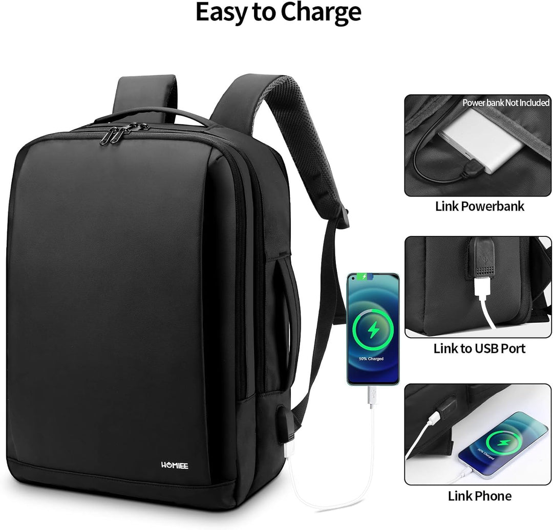 HOMIEE Business Rucksack Herren Laptoprucksack Herren Wasserdicht Laptop Gross Erweiterbarer Handgep