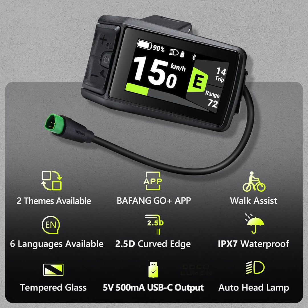 C080 Display für BAFANG Mittelmotoren M400, M500 mit USB-C Ladeanschluss, Elektro Fahrrad Mid Motore