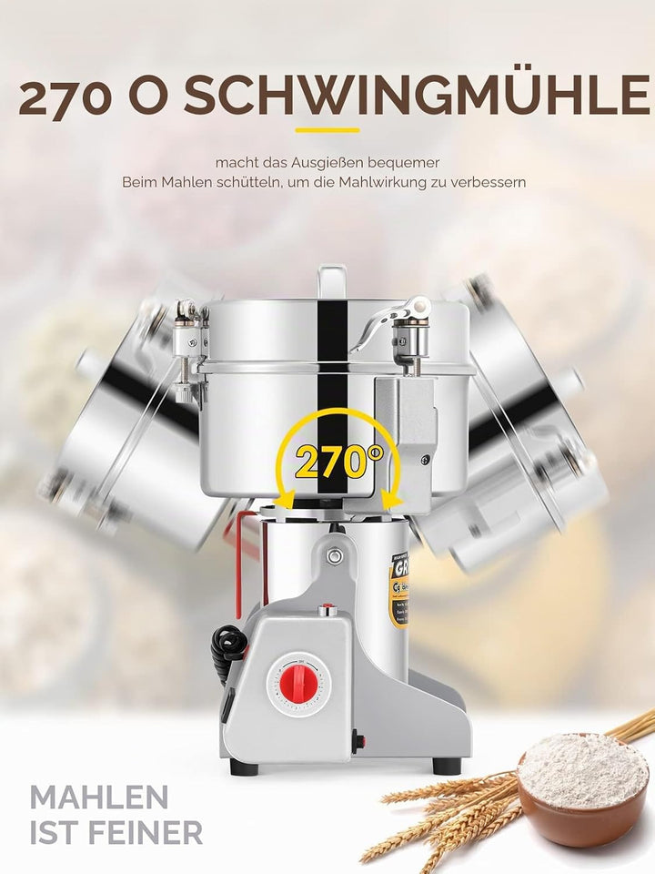 300g 1800W Elektrische Getreidemühle 30S Schnelle Superfine Edelstahl Mühle Kornmühlen Trocken Kräut