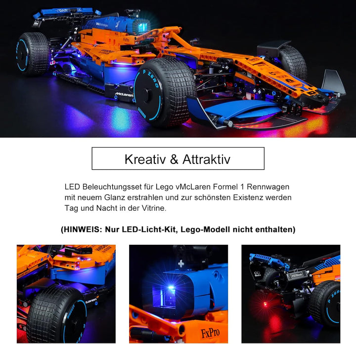 Led Licht Set für Lego 42141 Technic McLaren Formel 1 Rennwagen,Fernbedienung Dekorationsbeleuchtung