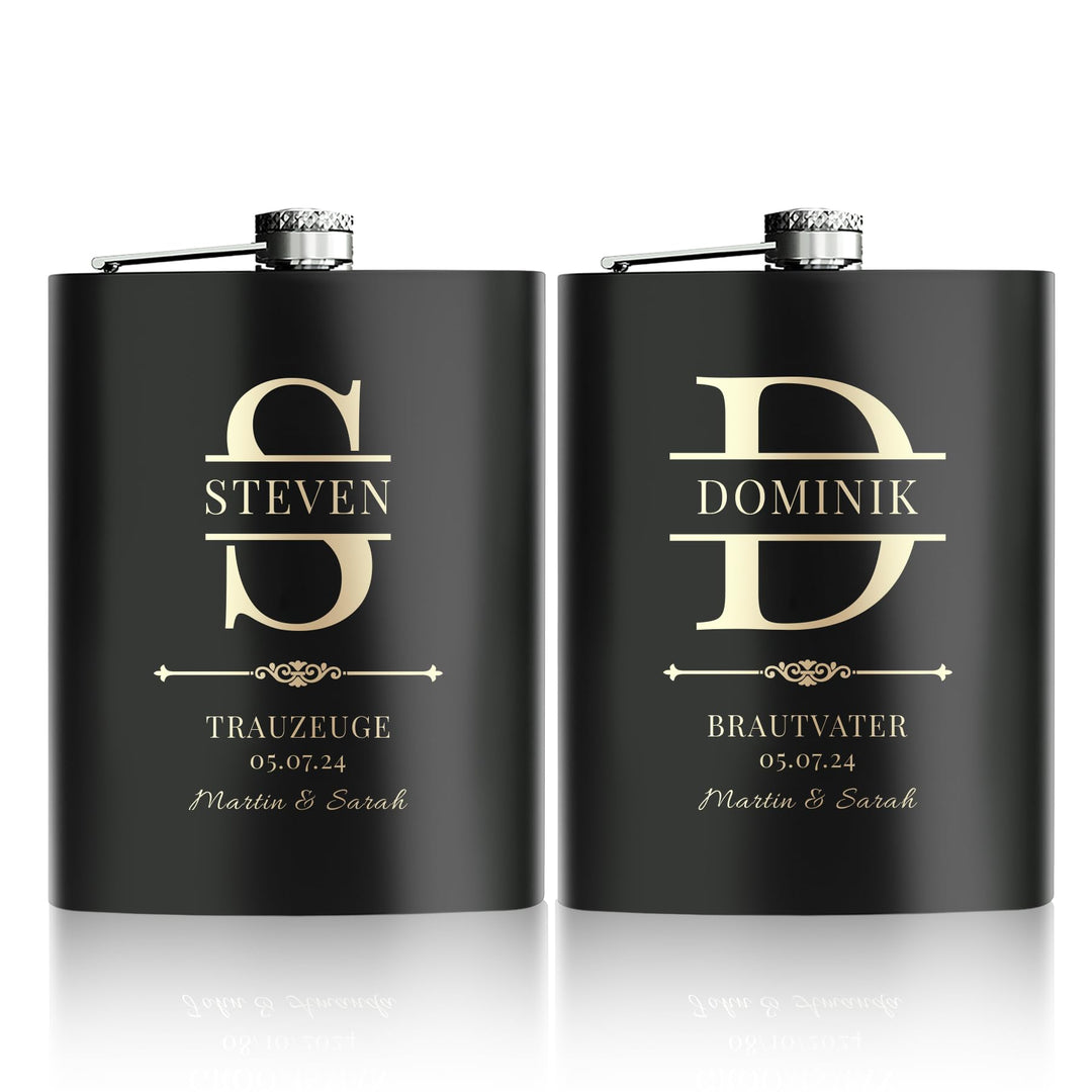 Flachmann Mit Gravur, 2 Stück Flachmänner Personalisiert 227ml/8oz für Trauzeugen Geschenke, Gravier