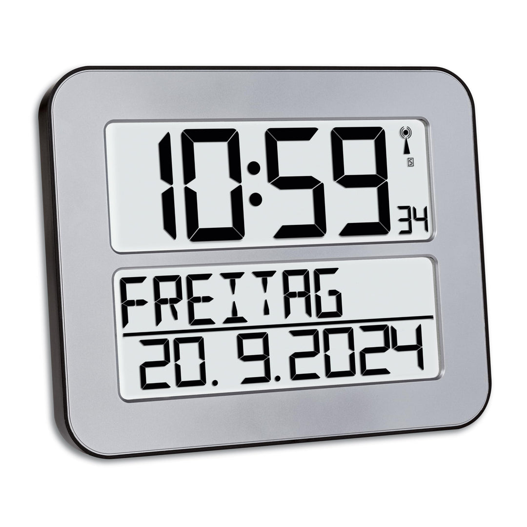 TFA Dostmann TimeLine Max Funk-Wanduhr, 60.4512.54, digital, übersichtliche Funkuhr, Seniorenuhr, De