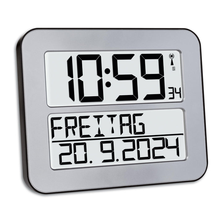 TFA Dostmann TimeLine Max Funk-Wanduhr, 60.4512.54, digital, übersichtliche Funkuhr, Seniorenuhr, De