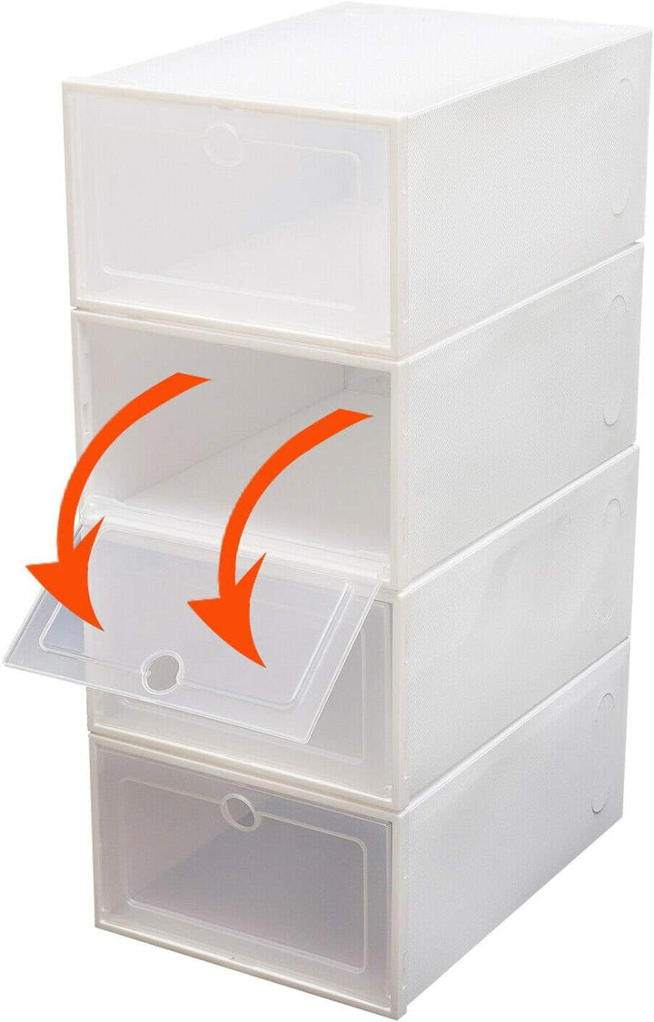 24Stk Schuhbox Transparent Plastik Aufbewahrungsbox Faltbar Kunststoffschublade Schuhaufbewahrung mi