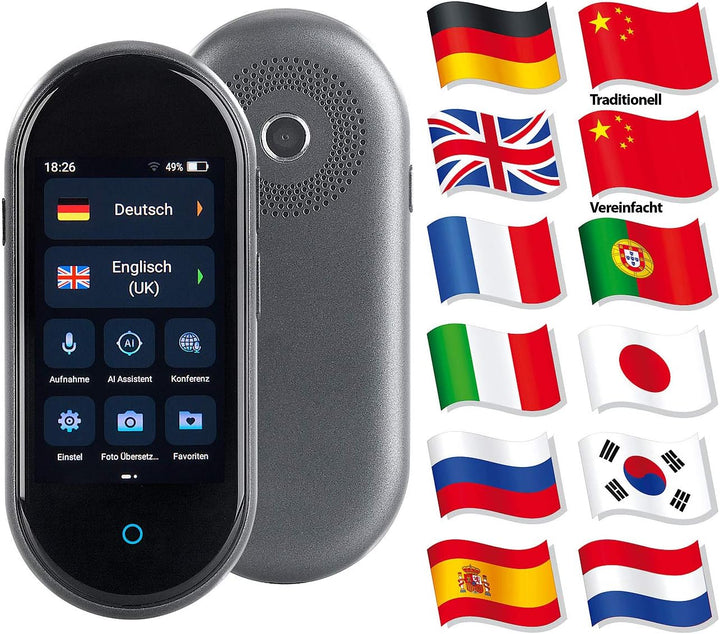 simvalley MOBILE Übersetzer: Mobiler Echtzeit-Sprachübersetzer; 106 Sprachen; Touchscreen; Kamera (E