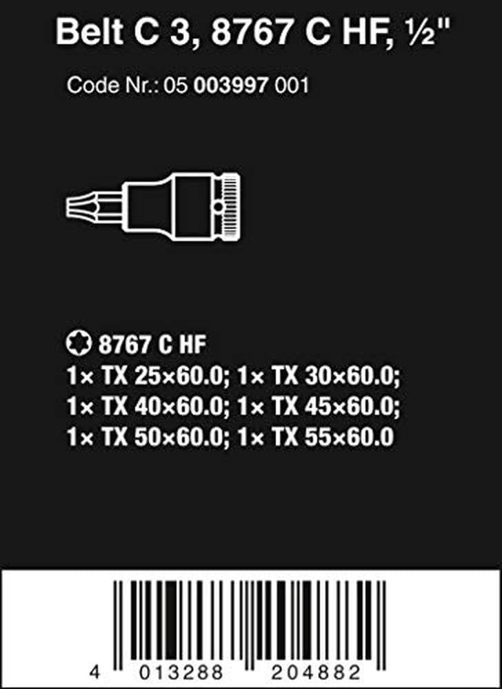 Wera 05003997001 Belt C 3, TORX® HF Zyklop Bitnuss-Satz, Torx, mit Haltefunktion, 1/2"-Antrieb, 6-te