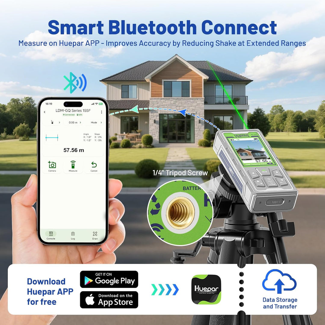 Huepar Pro Outdoor Laser Entfernungsmesser mit Kamera & Bluetooth 80m, 80m