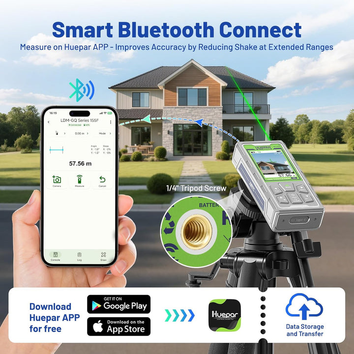 Huepar Pro Outdoor Laser Entfernungsmesser mit Kamera & Bluetooth 80m, 80m