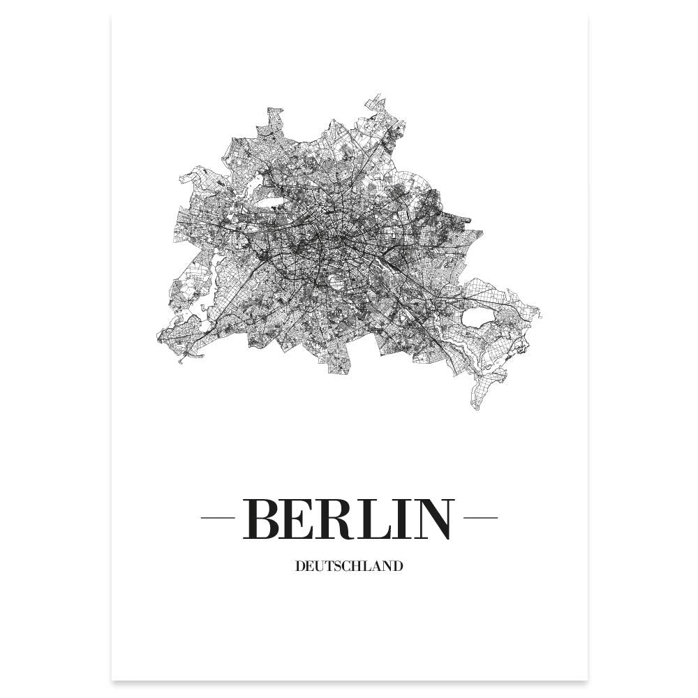 JUNIWORDS Stadtposter, Berlin, Wähle eine Grösse, 40 x 60 cm, Poster, Schrift A, Weiss 40 x 60 cm Sc