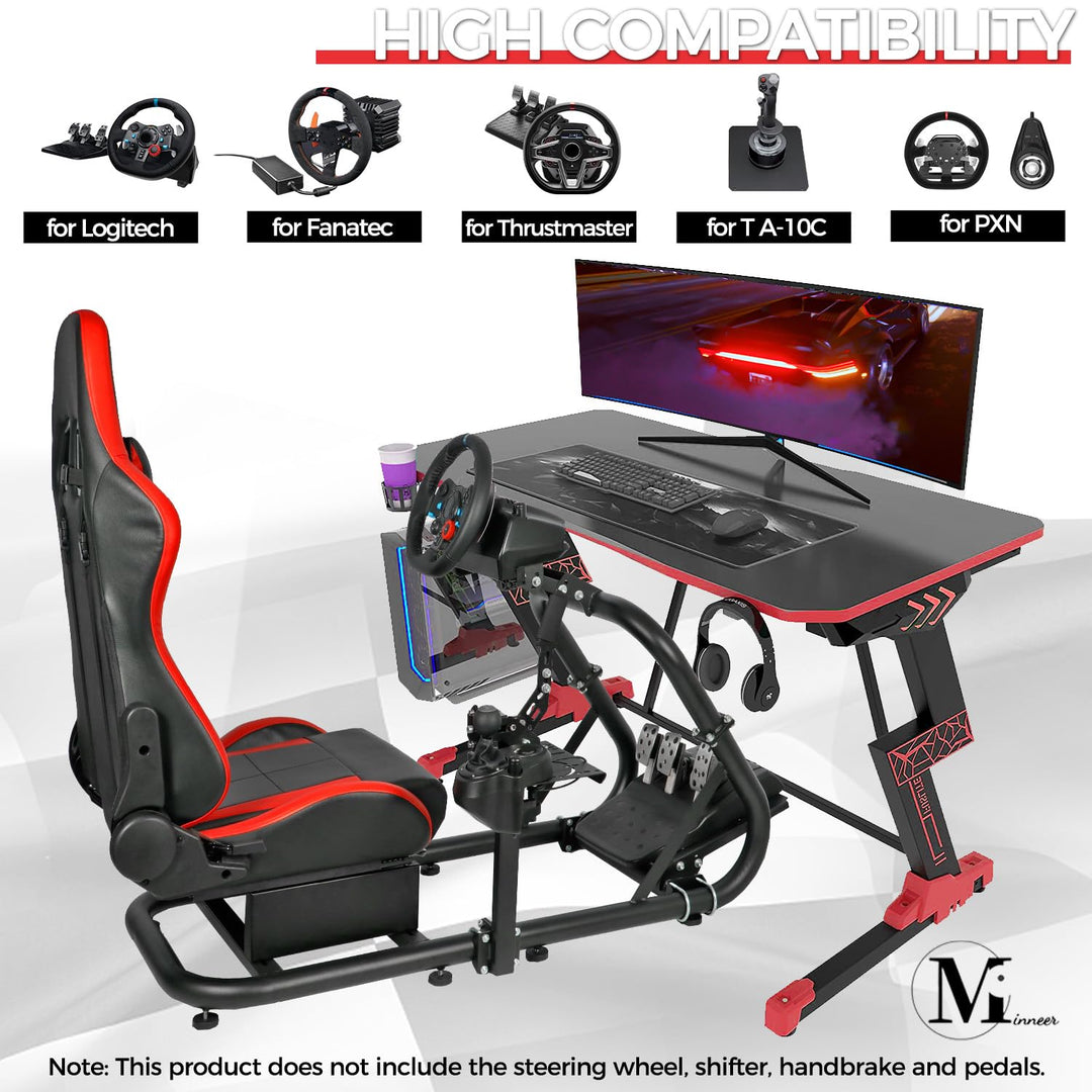 Minneer Racing Simulator Cockpit Rennsimulator Cockpit Lenkradständer mit Rennsitz passend für Logit
