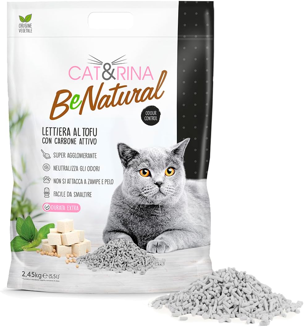 Cat&Rina BeNatural Tofu Katzenstreu, pflanzlich und stark klumpend. Biologisch abbaubar und in der T