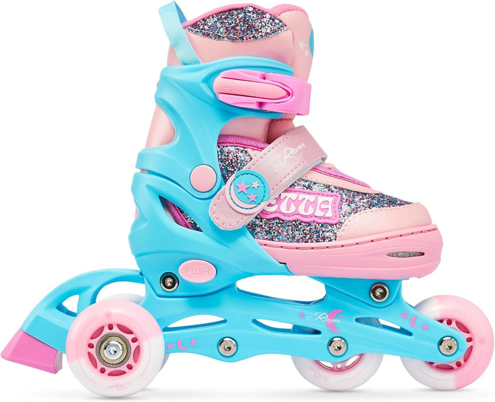 RAVEN 4in1 Inline Skates Triskates Rollschuhe Schlittschuhe Inliner für Kinder Mädchen verstellbar G
