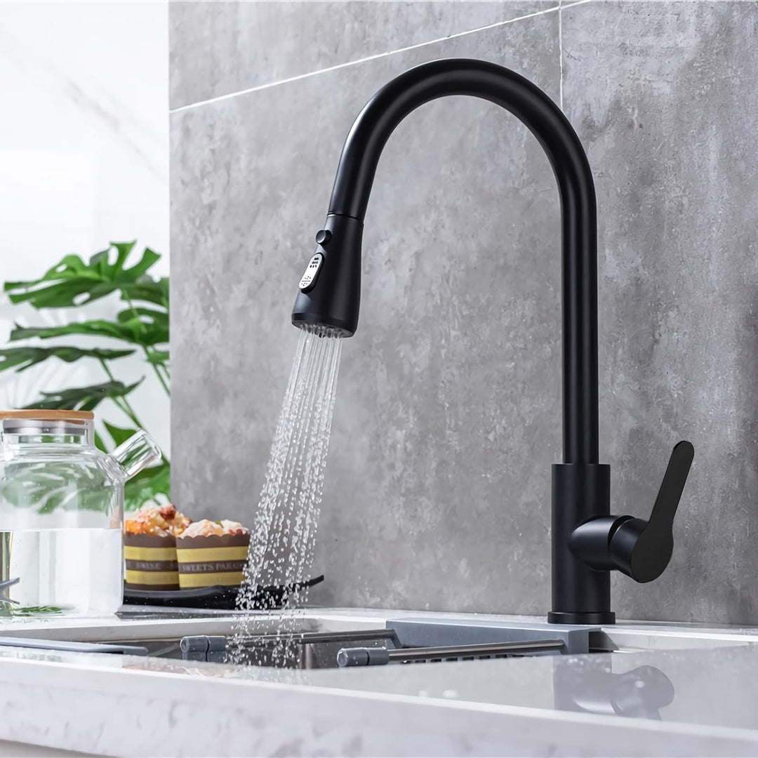 Ausziehbar 360° küchenarmatur Drehbar mit Drei Wasserstrahlarten,Mischbatterie küche ausziehbar wass