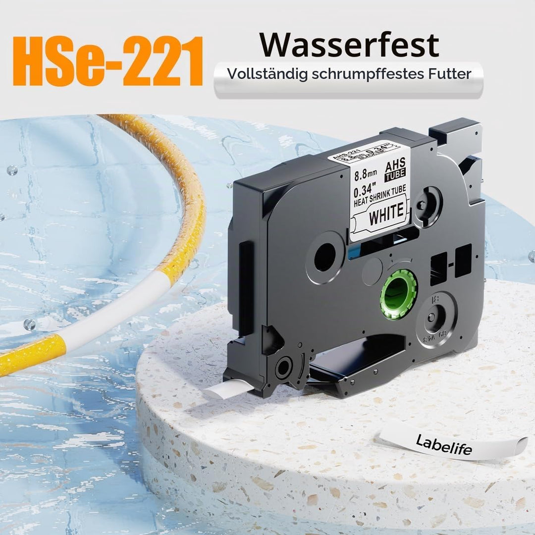 HSE221 Schrumpfschlauch 8.8mm x 1.5m, Kompatibel mit Brother P touch Schrumpfschlauch HSe-221 8.8mm