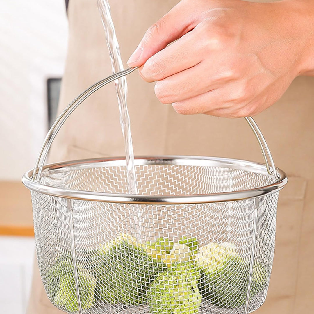 Yosoo Health Gear Dampfkorb aus Edelstahl mit Hitzebeständigen Griffen, Küchensieb zum Kochen, Leben