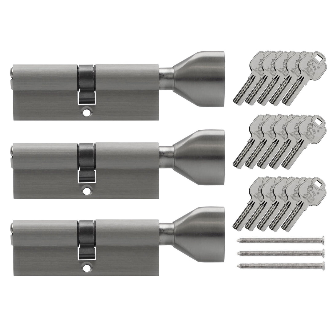 3x Knaufzylinder KSN 90 mm 45/45 gleichschliessend inkl. 15 Schlüssel